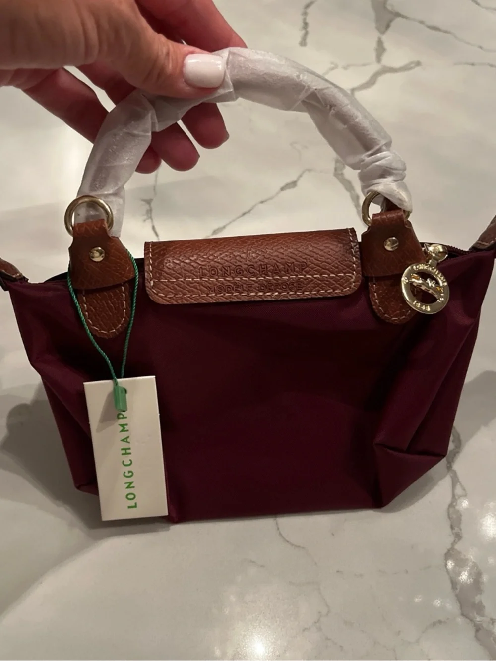Longchamp Le Pliage Small Top-Handle Bag in Burgundy - Picture 2 of 4